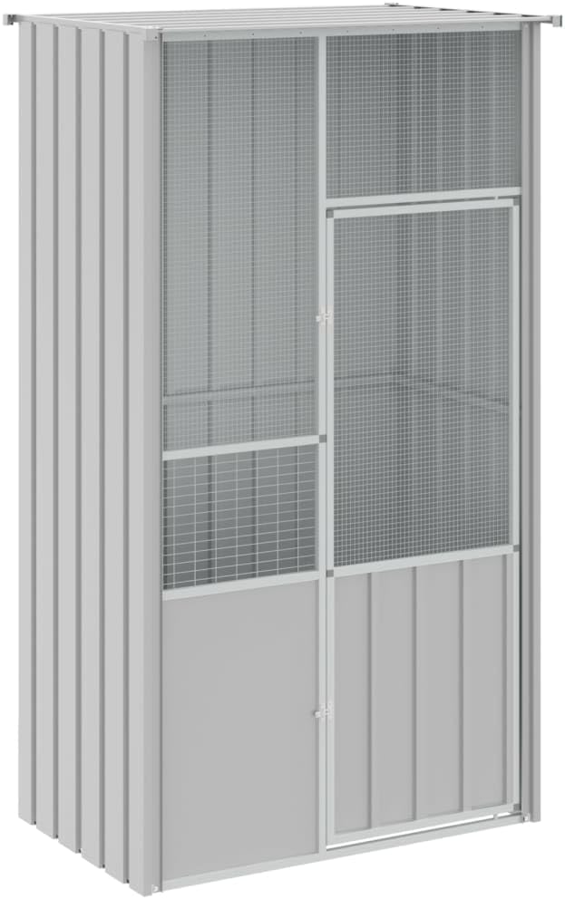 Galvanized Steel Outdoor Aviary, Mesh Fence, Gray, 45.3"x30.7"x78.7" -975