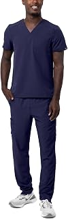 Adar Addition Go-Basic Scrub Set for Men - Classic V-Neck Scrub Top & Cargo Scrub Pants - A9300