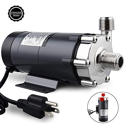 FERRODAY Magnetic Drive Pump Wort Pump Food Grade High Temperature Stainless Head Magnetic Pump 15RM with 1/2'NPT thread Home Brew