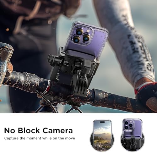 Miracase Bike Motorcycle Phone Holder, [1s Quick Lock] Bicycle Phone Mount Handlebar Cell Phone Clamp for Scooter, Compatible with iPhone Samsung Google