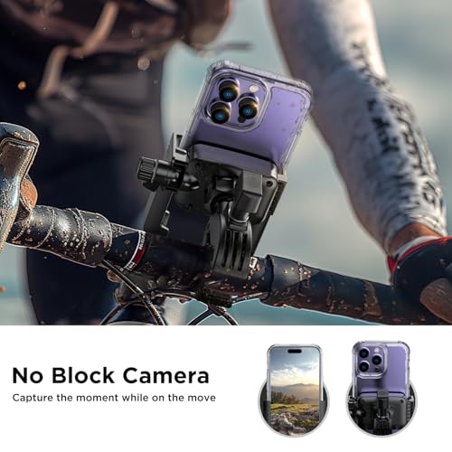Miracase Bike Motorcycle Phone Holder, [1s Quick Lock] Bicycle Phone Mount Handlebar Cell Phone Clamp for Scooter, Compatible with iPhone Samsung Google