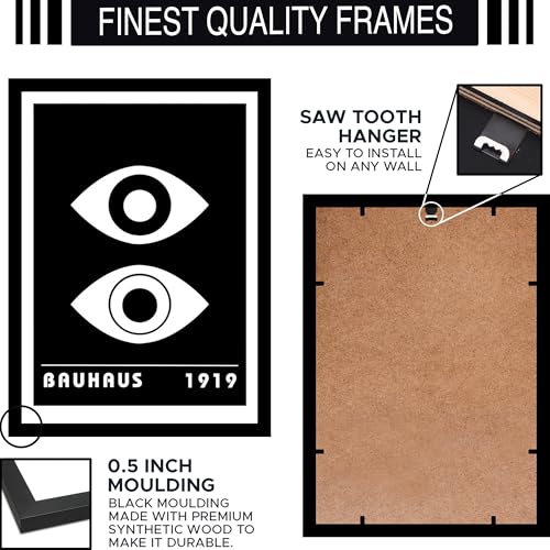 Image of BLINKART Vintage Bauhaus Retro Geometric Aesthetic Poster Gallery | Colorful Wrap Framed For Home Office Studio Living Room Modern Art Studio Decoration Abstract Shapes | (d96) | 13x10 Inch