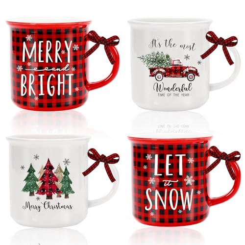 Mini tasses à café de Noël décoratives avec ruban à carreaux pour buffet - 2