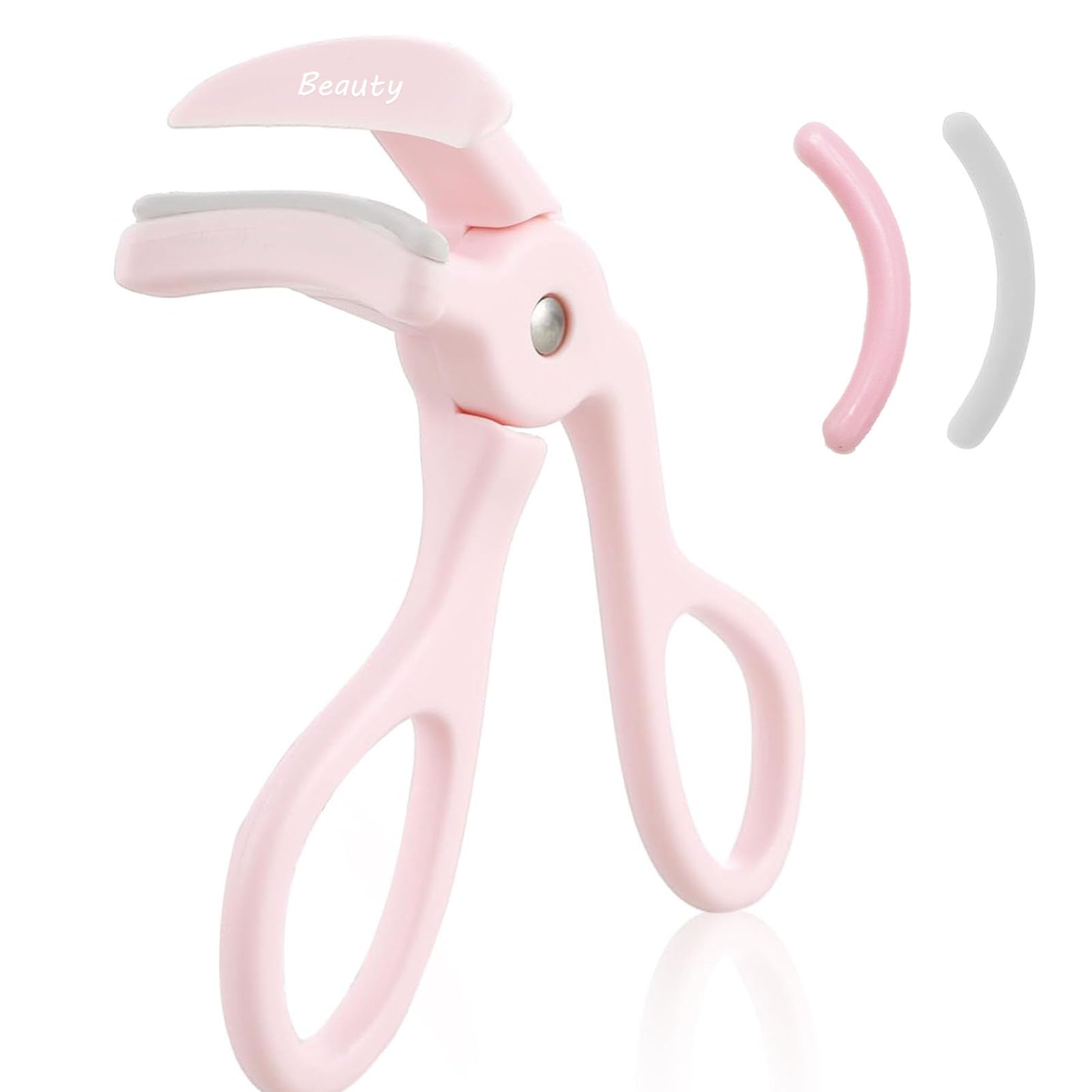 Hfpengzan Pink Eyelash Curler with 2 Silicone Refill Pads, Lash Curler for Perfect Lashes, Eyelash Curler for Women and Girls