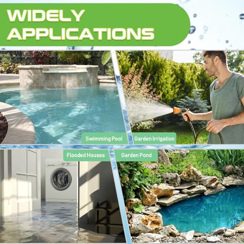 Image of Sump Pump 1HP Submersible Water Pump 3700GPH Electric Portable Transfer Water Pump for Pool Draining Basement, Light Green