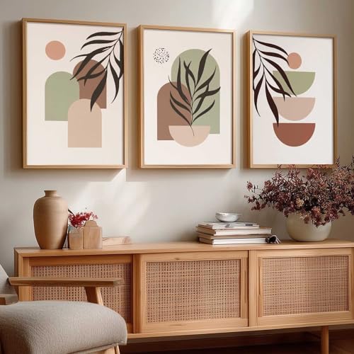 Image of kotart Boho Painting Wall Art Home Decoration Paintings With Frame For Living Room Bed Room Hotel Wall Decor Digital Reprint Set of 3 (10X13 inch)