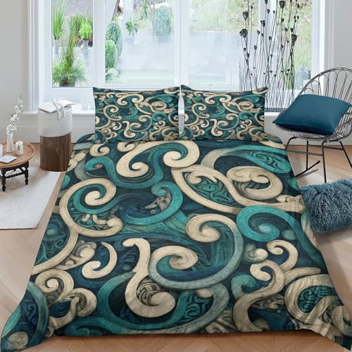 Housse de couette 3 pièces ornementale 3D pour lit double 2 places
