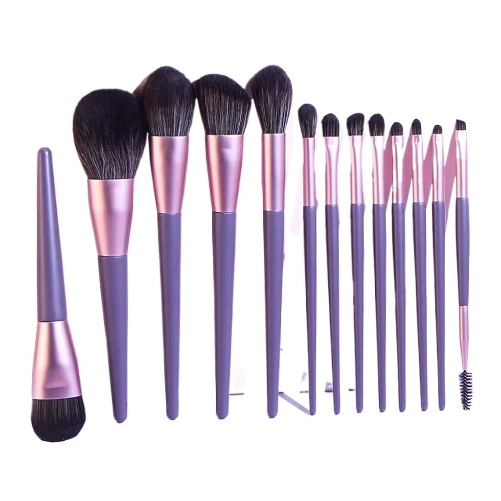Juego de 13 brochas de Maquillaje, Juego Completo de brochas de Sombra de Ojos en Polvo Morado