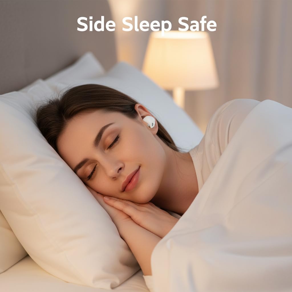 Auriculares de dormir premium invisibles Mini Bluetooth In Ear Mind Buds con elegante estuche de carga, diseño ultra ligero y cómodo para dormir de lado, funcionamiento silencioso para lujo