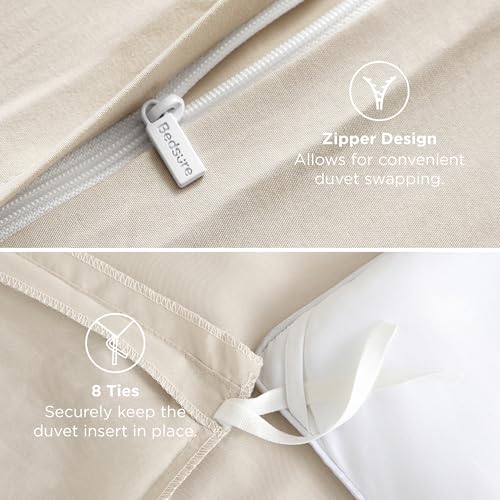 Image of Bedsure Duvet Cover King - Only Includes 1 Duvet Cover (104 inchx90 inch), Hotel Luxury Soft Double Brushed All Season Bedding for Kids & Adults, Zipper Closure, Light Beige (No Comforter, No Pillow Shams)
