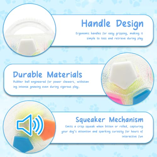 Weciau The Mellow Dog Calming Ball, Anti Stress Ball mit Handle, Interaktiver Spielball für Hunde, Hundeball Unzerstörbar, Zauberball Hund für Kleine, Mittelgroße und Große Hunde (Weiß)