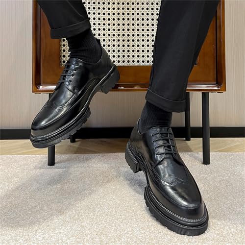 Men's Trendy Brogue Wingtip Dress Shoes Formal Business Casual Lace Up Punched Leather Oxford2
