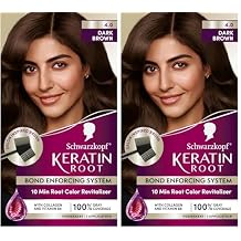 Schwarzkopf Keratin Root Permanent Hair Color Kit, 4.0 Dark Brown, 1-Application Root Touch-Up with Collagen & Vitamin B6, Complete Gray Coverage, Precision Brush, All Hair Types & Textures
