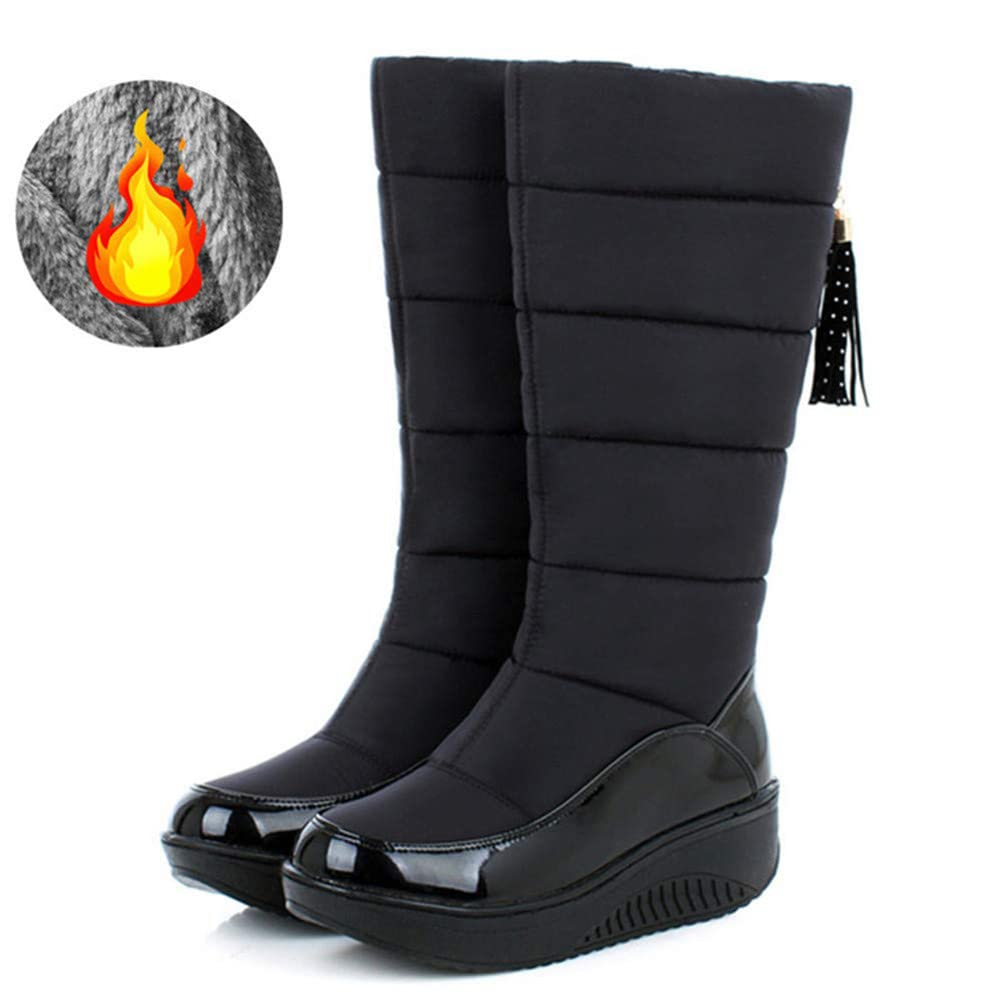 Minetom Bottes Femme Chaussures Bottines Hiver Imperméable Bottes De Neige Fourrée Chaude Bottines De Pluie Bottes Ski Winter Boots