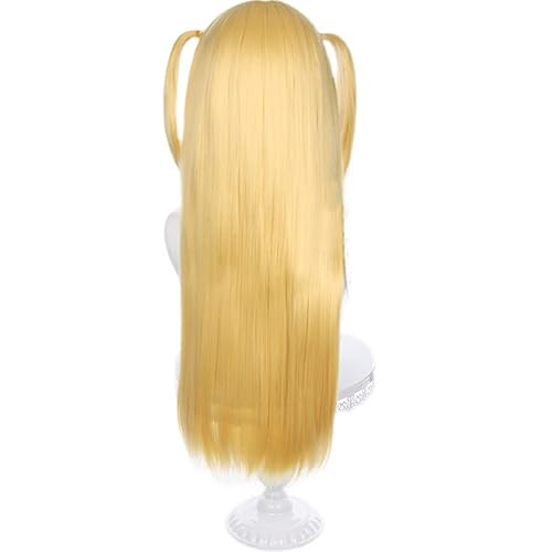 Miniatura 4 de Ebingoo Peluca rubia dorada para mujer + gorra de peluca Misa Amane cosplay, peluca larga rubia dorada, peluca de cola de caballo para mujer,