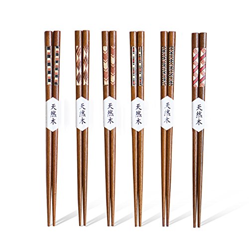 Arimaya 6 Paar Natürliche Holz Sushi-Essstäbchen