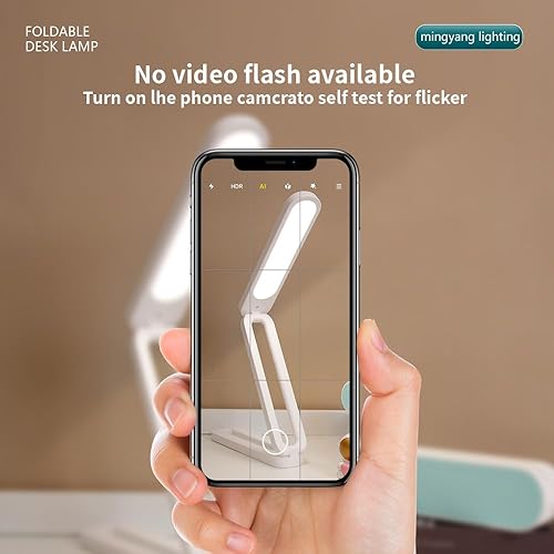Miniatura 9 de Lámpara de escritorio LED plegable, luz de mesa USB recargable delgada, lámparas de lectura de 2400 mAh, 3 modos de color y atenuación continua, luz