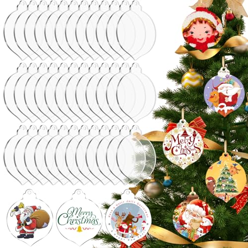 3 Inches Clear Acrylic Ornament Blanks, Acejoz 36Pcs Blank Acryli...