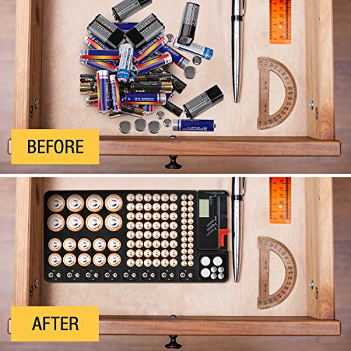 Batterij organizer, batterijen opbergkoffer bevat 110 batterijen van verschillende groottesleuf voor AAA, AA, 9V, C, D… - Afbeelding 8