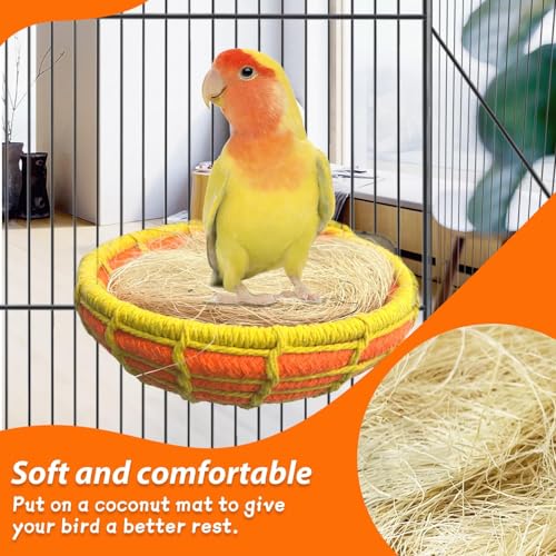 kathson-Hemp-Rope-Weave-Bird-Breeding-Nest-Bed-for-Parakeet-Cockatiel-Canary-Lovebird-and-Small-Parrot-Cage-Hatching-Nesting-BoxOrange