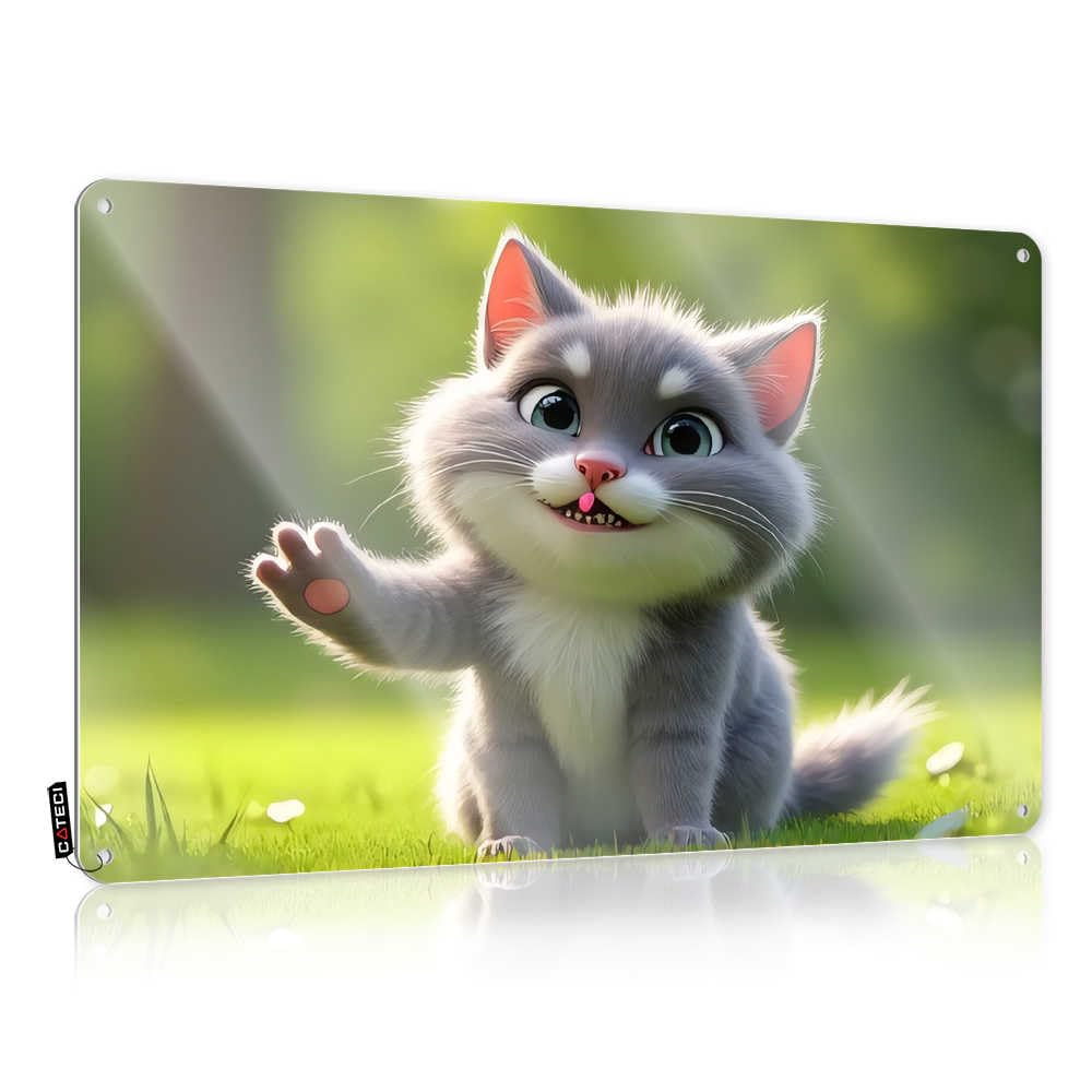 Car Decals Adorable Kitten Waving in The Sunlight Tin Sign Car Stickers Funny Hardhat Stickers and Decals(20X30CM)
