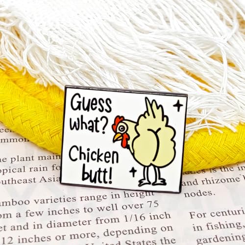 Image of Guess What? Chicken Butt! Funny Pin - Animal World Series | Premium Enamel Pin - Statement Lapel Pin - Plated Badge for Clothing, Bags, Hats, Jackets, and Lanyards