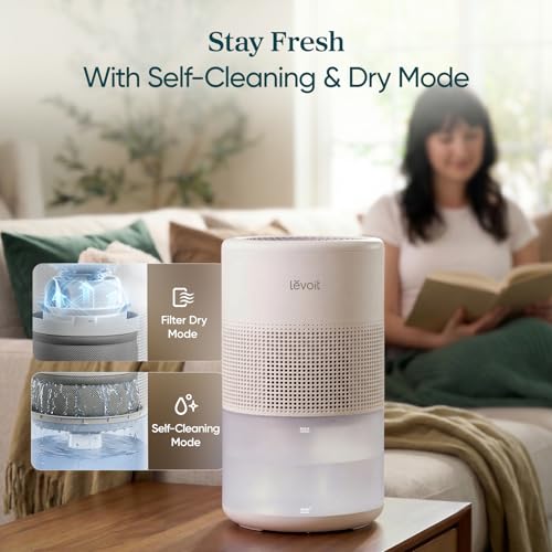 Image of LEVOIT Evaporative Humidifiers for Bedroom Large Room, Reusable Filter | 4.5L Tank Up to 600ft2, 19dB for Baby, Auto Humidity Balance, No White Dust, Self-Clean & Dishwasher Safe, Superior Studio