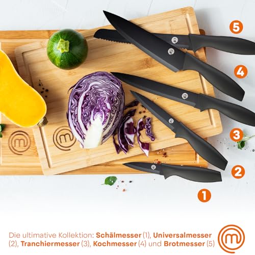 MasterChef Messerblock mit Messer, Messerset mit Block, 6-teilig, Schwarz – Ansicht 2