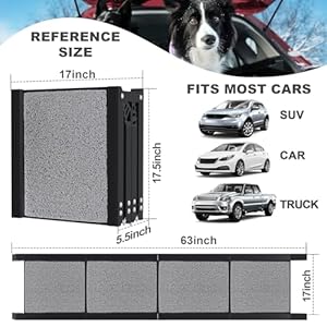 Dog Ramp for Car,Portable Dog Ramp with Non-Slip Rug Surface,Folding Pet Steps for Medium/Large Dogs,Extra Wide Dog Car Ramp Up to 250LBS Enter a Car/SUV/Truck (63" L x 17" W) Dog Ramp for CarPortable Dog Ramp with Non Slip Rug SurfaceFolding Pet Steps for MediumLarge DogsExtra Wide Dog Car Ramp Up to 250LBS Enter a CarSUVTruck 63 L x 17 W