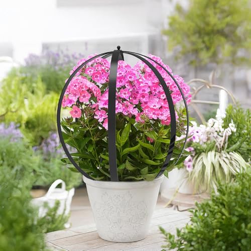 Metal Plant Round Circle Trellis for Climbing Plants, Round Garden Sculpture, Outdoor Potted Planter Trellis Patio Urn Décor & Doorway Accent，25.2"*21.2"-2Pack