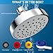 Katezon 4 Inch Shower Head High Pressure Rain, Luxury Bathroom Rainfall Shower Heads with Chrome Plated Finish, Adjustable Angles, Anti Clog Self Cleaning Overhead Showerhead, California Certified