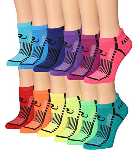 Ronnox Women's 12-Pairs Low Cut Running & Athletic Performance Tab Socks Small/Medium RLT16-AB-SM