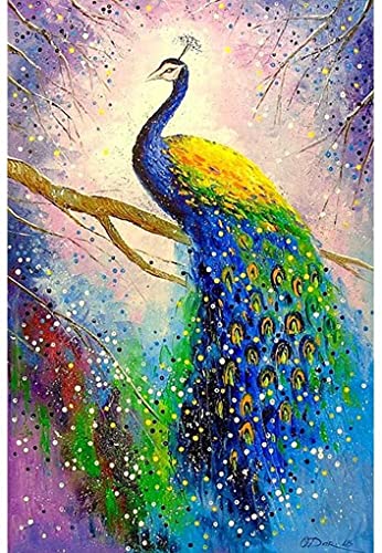 Mosaïque paon coloré 5D kit complet de diamond painting géant