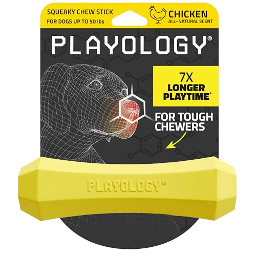 Playology-Dog-Toys-Squeaky-Chew-Stick-for-Dogs-Chicken-Scented-Medium-Fetch-Toy-Squeaky-Dog-Chew-Toy Playology Dog Toys | Squeaky Chew Stick for Dogs | Chicken Scented Medium Fetch Toy | Squeaky Dog Chew Toy - Image 1