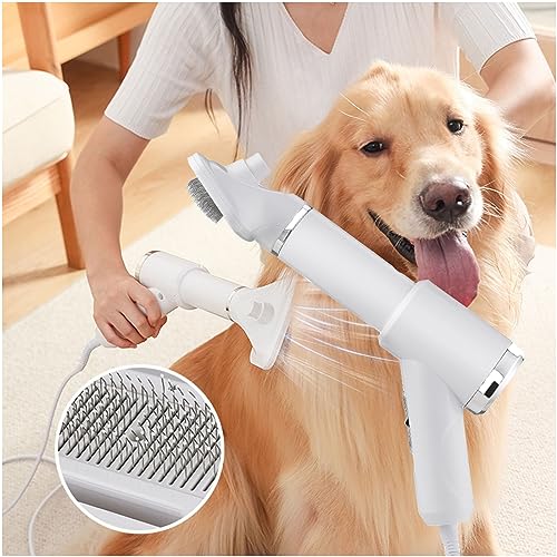 Upgraded 2 in 1 Pet Grooming Hair Dryer Slicker Brush Lightweight Portable,Dog Hair Dryer Brush,Pet Grooming Dryer Brush with Adjustables 3 Airflow Heat Settings