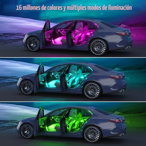 Accesorios coche interior LED para renovar el habitáculo con modo música de 12V 2