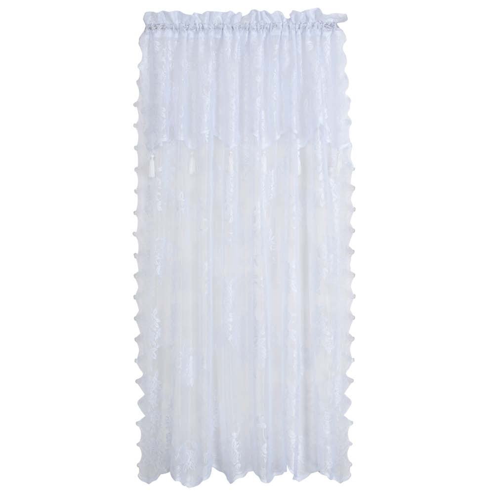 Stylemaster Renaissance Carley Lace 56-Inch by 84-Inch Panel With 17-Inch Attached Valance, White
