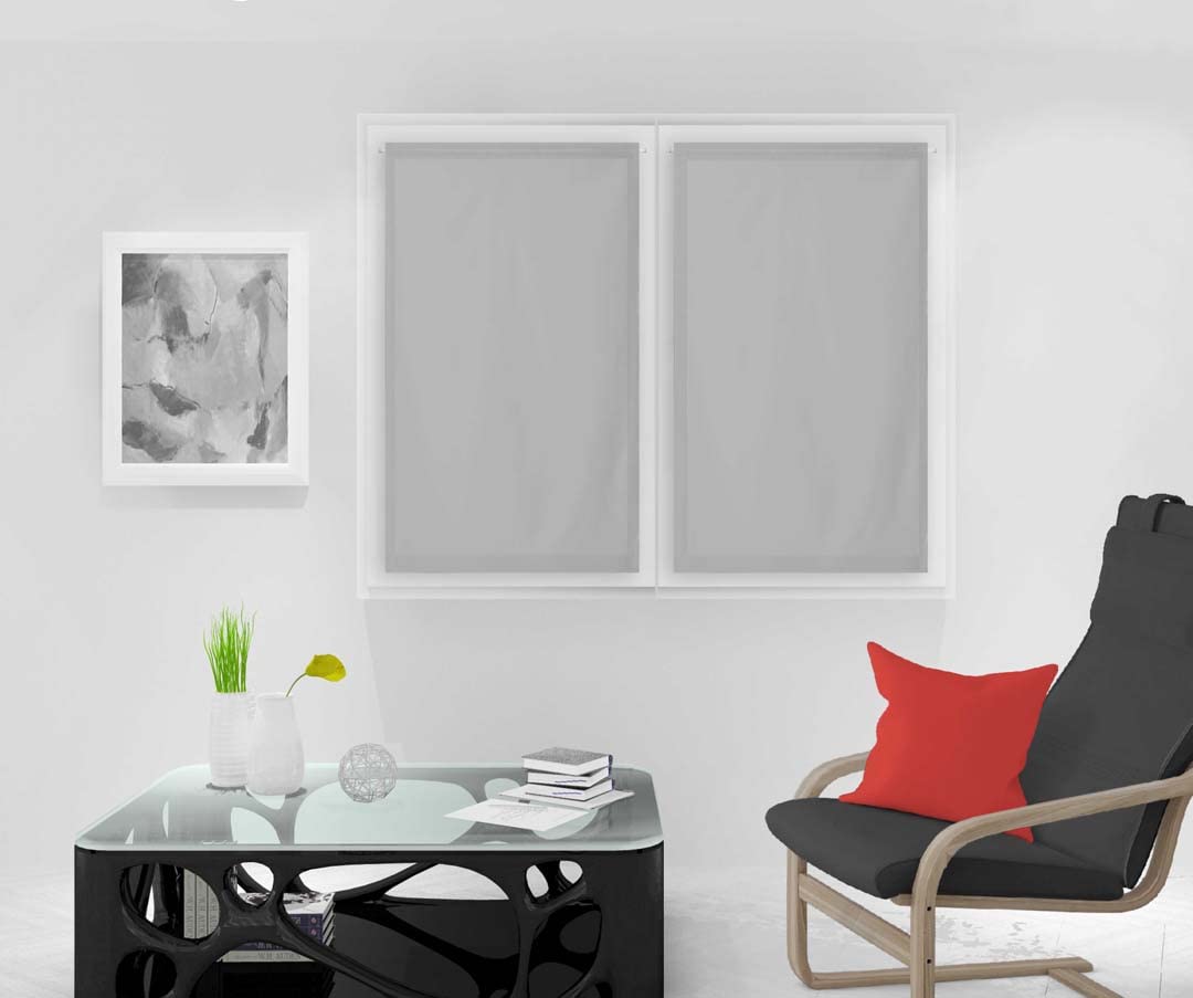 Soleil d'ocre, Dolly Pair of Half Curtain 45 x 120 cm, Light Grey