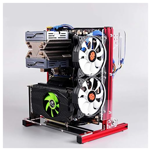 Caja de PC Abierta, ATX/M-ATX/ITX Chasis Abierto Plataforma de Prueba de overclocking Vertical Chasis, Bastidor Abierto DIY + Manija, Perfil de Aluminio 20x20(Rojo)