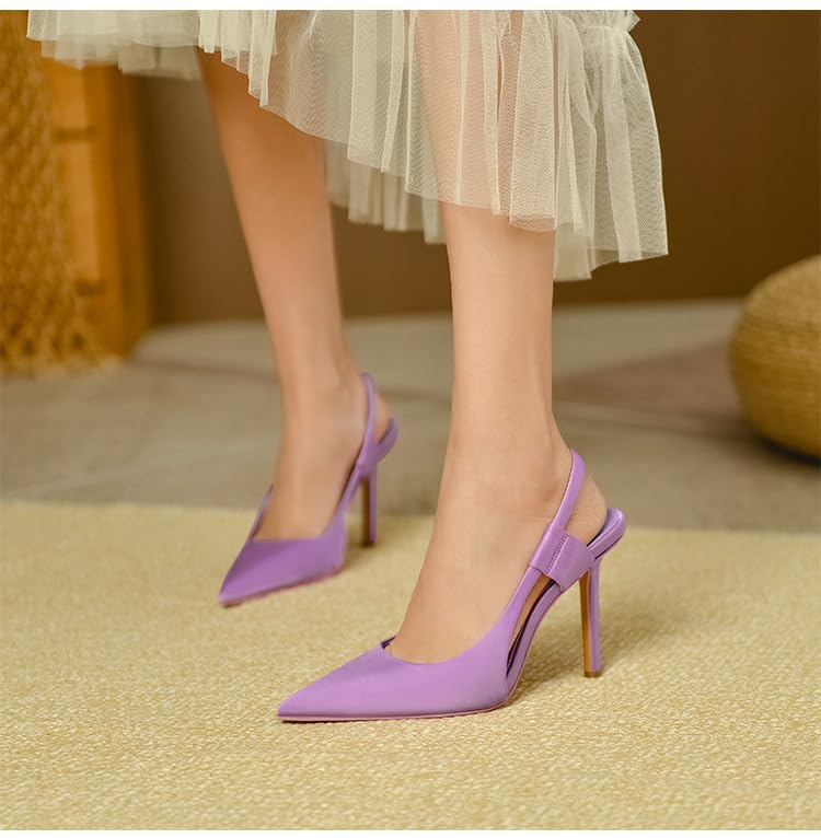 CROSSBABY Slingback Heels for Women 3.1in Kitten Heels Closed Pointed Toe High Heel Wedding Party Dress Shoes Women's Pumps2