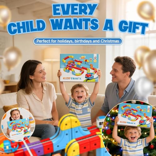 3D Infinity Cube Track Magnetic Electric Train Set, for Kids 4 6 7 8,Toy Vehicle Playsets, for Toddlers 3-5 Train Set Learning Gift,141 Pcs/2 car