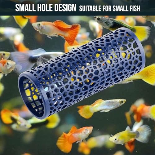Abizoo Túnel de peixe Betta, tubo de dormir Betta azul marinho, design oco seguro para peixes pequen