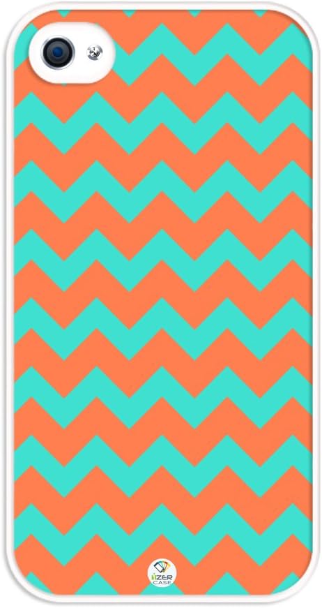 iZERCASE Chevron Pattern Coral and Turquoise Stripes Rubber iPhone 4 case - Fits iPhone 4 & iPhone 4s
