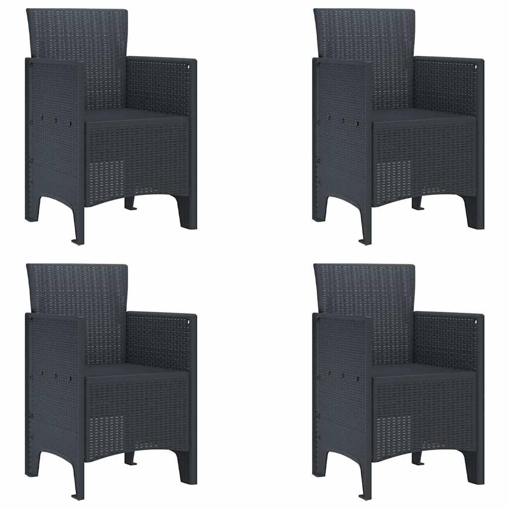vidaXL Garden Chair 4 pcs Anthracite Polypropylene