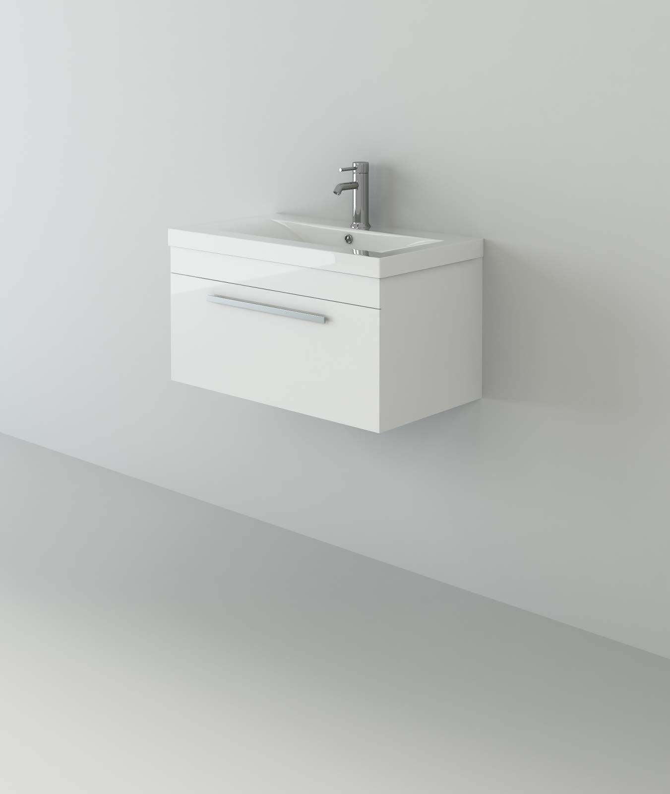 Buy VeeBath Sobek Wall Hung High Gloss White Basin Vanity