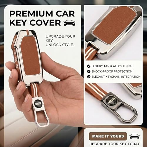 Image of Coll of Fest Premium Metal Key Cover Compatible with Kia Seltos Facelift | Seltos 2024 | Sonet Facelift | Carens Clavis | Carens X-Line | Seltos 2023 4 Button Smart Key Glow in the Dark