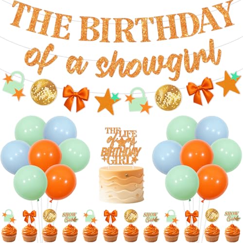 Showgirl Birthday Decorations Glitter The Birthday of A Showgirl Banner