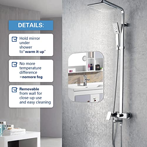 Cyhqo Shatterproof Shower Mirror Fogless For Shaving Mirror (Larger,10.7"X8") 43% Bigger Than Original,Unbreakable Deluxe Plexiglass Makeup Travel Camping Mirrors,Men Wall Hanging Fog Free Handheld #TOP5