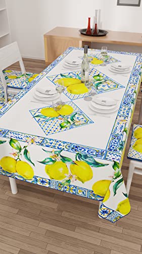 PETTI Artigiani Italiani - Stain-Resistant Kitchen Tablecloth, Vietri 01, X12 Seats (140 x 240 cm), 100% Made in Italy - Image 4