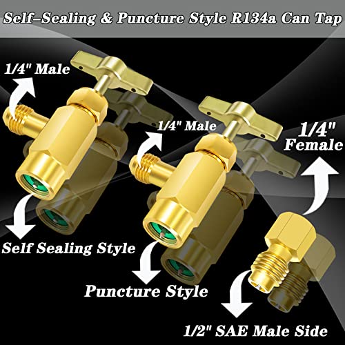 Boltigen R134A Can Tap, Self Sealing & Puncture Style 134A Can Taps, Ac Freon Can Tap Kit, With R134A Tank Adapter, Valve Core Removal Tool, For R134A Refrigerant Refill #TOP1